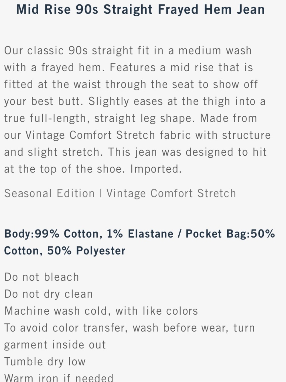 Abercrombie & Fitch 28R Dark Blue Mid Rise (90'sStraight style) Jeans Curve Love - Picture 5 of 16